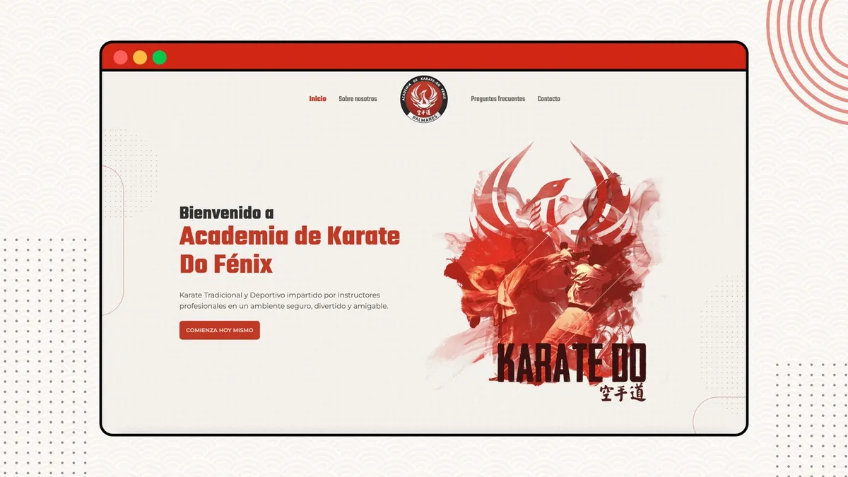 A screenshot of www.karatefenix.com taken on October, 2023.